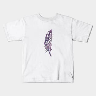 Galaxy Feather | Purple + Blue Feather | Watercolor Galaxy Feather Kids T-Shirt